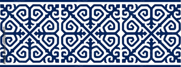 Fototapeta Безымянный-1Strip of plant patterns. Ethno style. Kazakh ornaments. Horizontal patterned design. Traditional patterns of Kazakhs. Ancient Turkic ornaments. Traditions of Kazakhstan. Decorative art of 