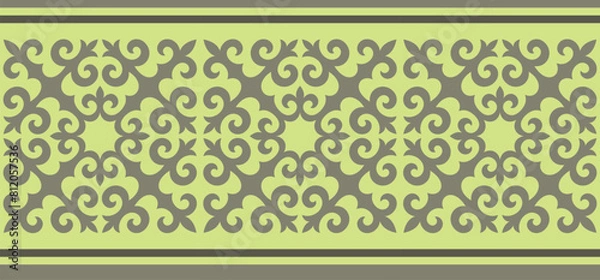 Obraz Безымянный-1Strip of plant patterns. Ethno style. Kazakh ornaments. Horizontal patterned design. Traditional patterns of Kazakhs. Ancient Turkic ornaments. Traditions of Kazakhstan. Decorative art of 