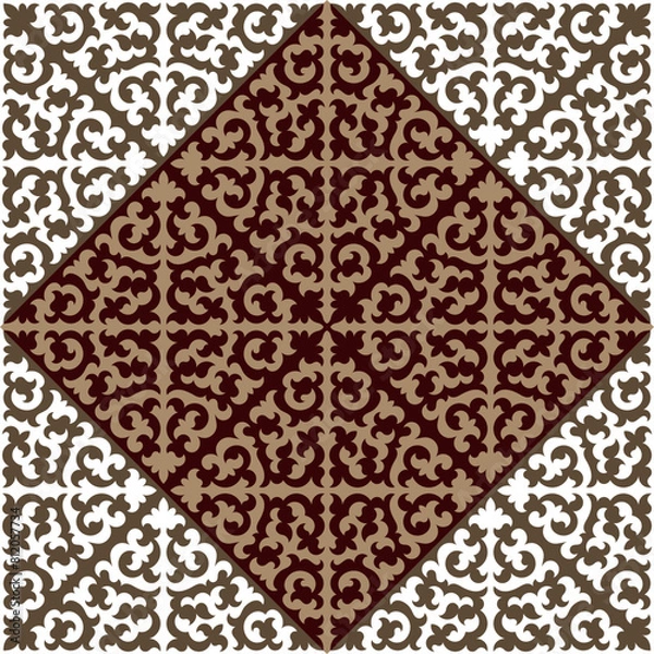 Fototapeta Безымянный-1Strip of plant patterns. Ethno style. Kazakh ornaments. Horizontal patterned design. Traditional patterns of Kazakhs. Ancient Turkic ornaments. Traditions of Kazakhstan. Decorative art of 