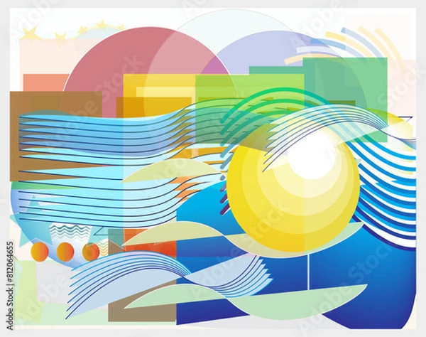 Obraz Abstract colorful background with geometric elements. 
Summer concept design.