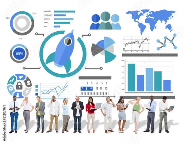 Fototapeta New Business Chart Innovation Teamwork Global Business Concept