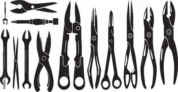 Fototapeta A Set of Silhouette Tools vector illustration