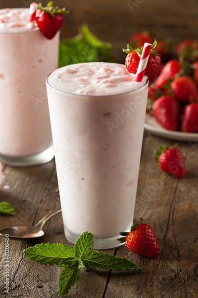 Obraz Refreshing Homemade Strawberry Milkshake
