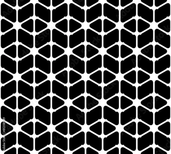 Fototapeta Black and white geometric seamless pattern with rounded triangle