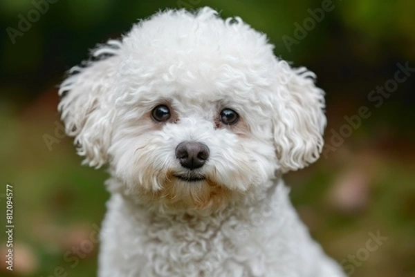 Fototapeta Lovable Adorable bichon dog. Domestic animal studio canine sweet. Generate Ai