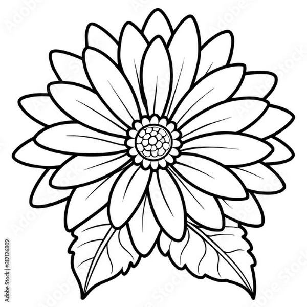 Fototapeta Gerbera flower outline coloring book page line art drawing vector illustration for children and adults