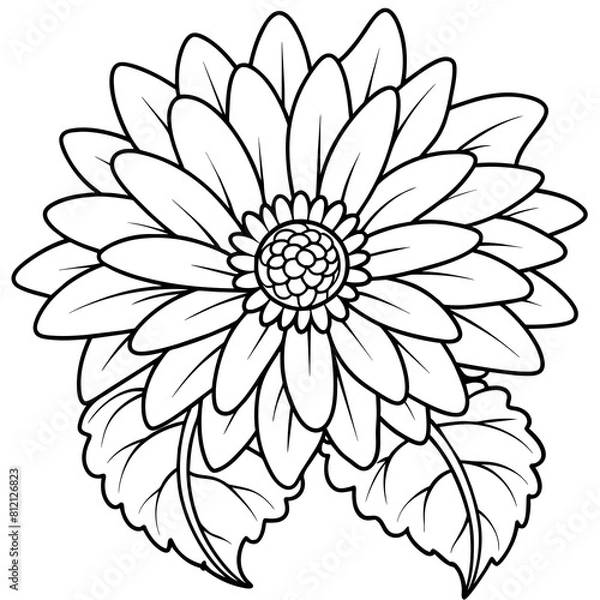 Obraz Gerbera flower outline coloring book page line art drawing vector illustration for children and adults
