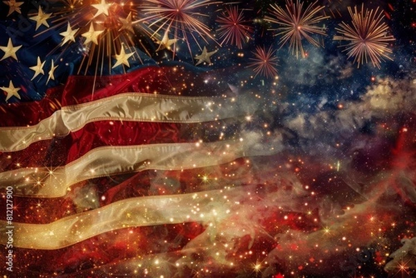 Fototapeta American flag. US flag. Independence day of America. USA 4th of july background. United States Flag. Celebrating Independence Day in US