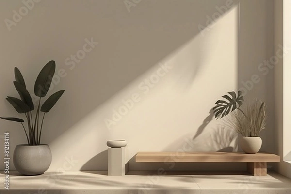 Fototapeta Minimalistic showcase with empty space. Design for product presentation in trendy, modern style