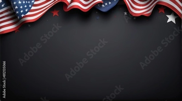 Fototapeta USA Flag Memorial Days Honoring Suitable for Graphic Resources Banner and Greetings Card Template Copy Space