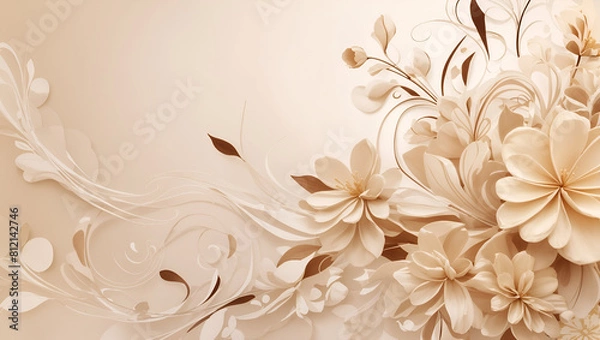 Fototapeta Abstract cream color background on simple floral design wallpaper