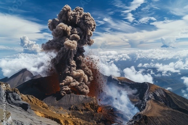 Obraz volcano erupting volcanic explosion ash ecuador cloud dust landscape exploding tungurahua vulcan explosion ecuador volcano erupting volcanic explosion ash ecuador cloud dust landscape exploding disast