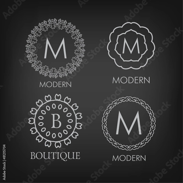 Fototapeta Set of luxury, simple and elegant monogram designs templates