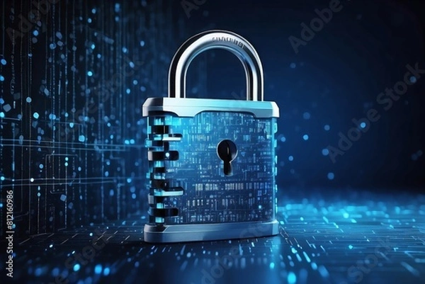 Fototapeta Defaultdigital_padlock_on_abstract_cyber_security_technology
