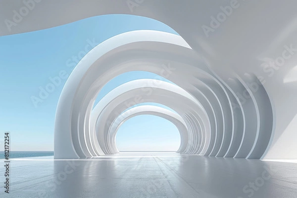 Fototapeta Concrete outdoor square building,Empty architectural background.
