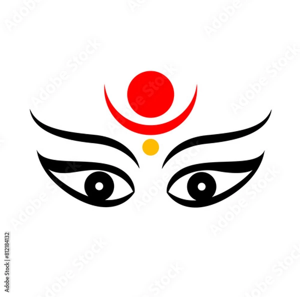 Fototapeta Shakti face vector icon. Lord Durga face icon.