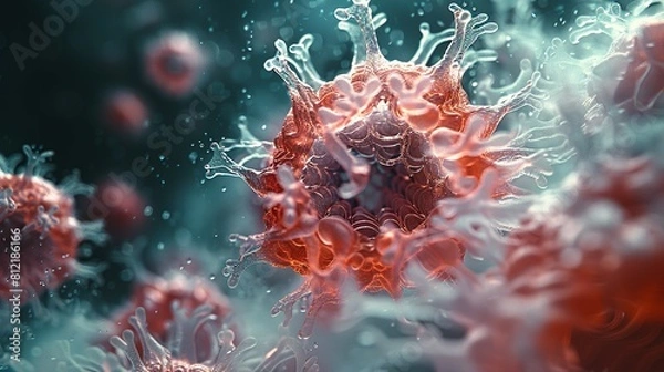 Fototapeta Graceful Amoebas in Motion A Glimpse into the Invisible World of Microscopic in Water