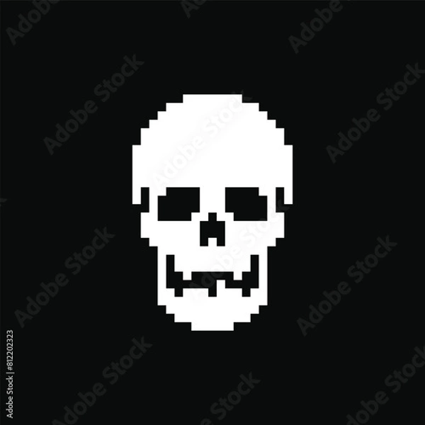Obraz Human skull pixel art icon. Vector illustration