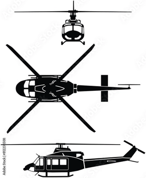 Fototapeta Helicopter vector design with cut contour 