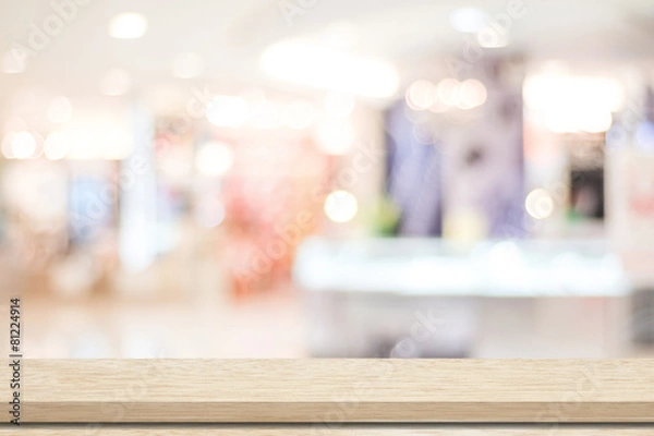 Obraz Empty table and blurred store bokeh background