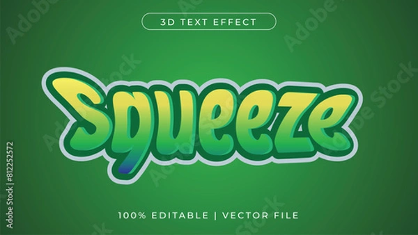 Fototapeta Editable text effect Style squeeze eps vector text effects template green color
