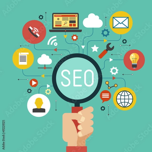 Fototapeta infographics background seo optimization