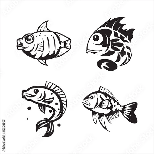 Fototapeta fish silhouette vector icon graphic logo ai generated design