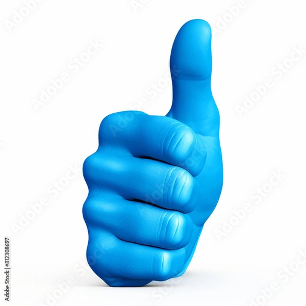 Fototapeta Blue thumbs up icon on a pristine white background, Ai Generated