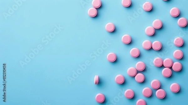 Obraz Blue background with pink pills