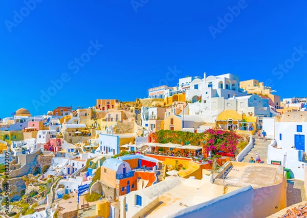 Fototapeta View of Oia village in Santorini island in Greece