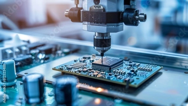 Obraz A computer chip is being etched into a circuit board