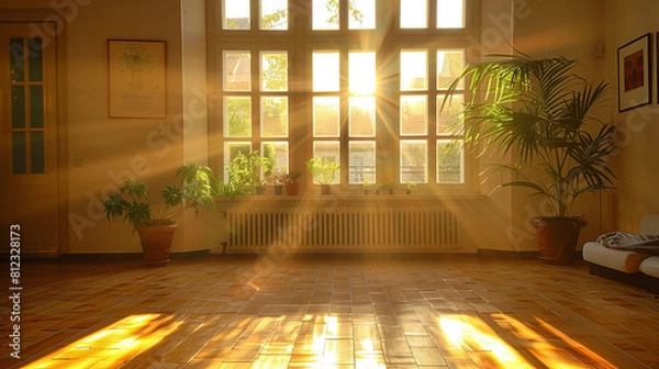 Fototapeta Sunlight Streaming Through Window in Empty Room