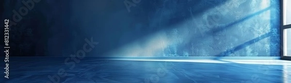 Fototapeta Blue grunge background with rays of light from the window.