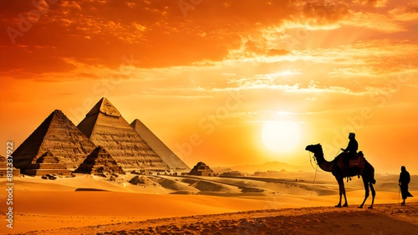 Obraz sunset in the egyptian pyramids