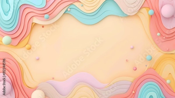 Fototapeta Colorful paper waves forming a whimsical background