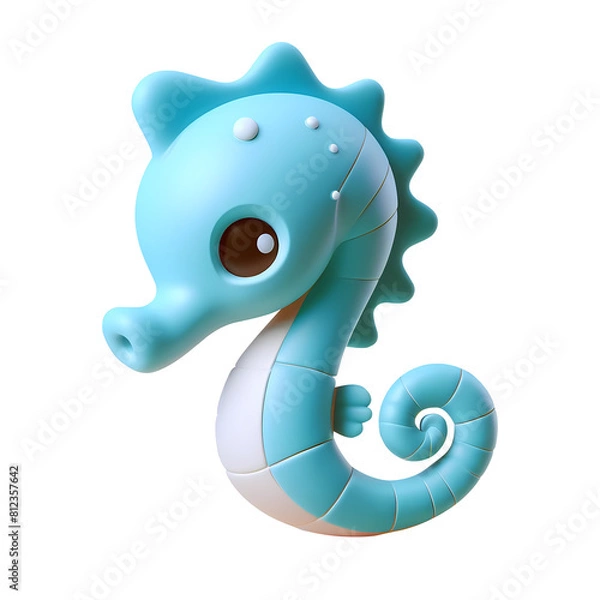 Fototapeta 3d illustration of seahorse. 3d render isolated transparent.
