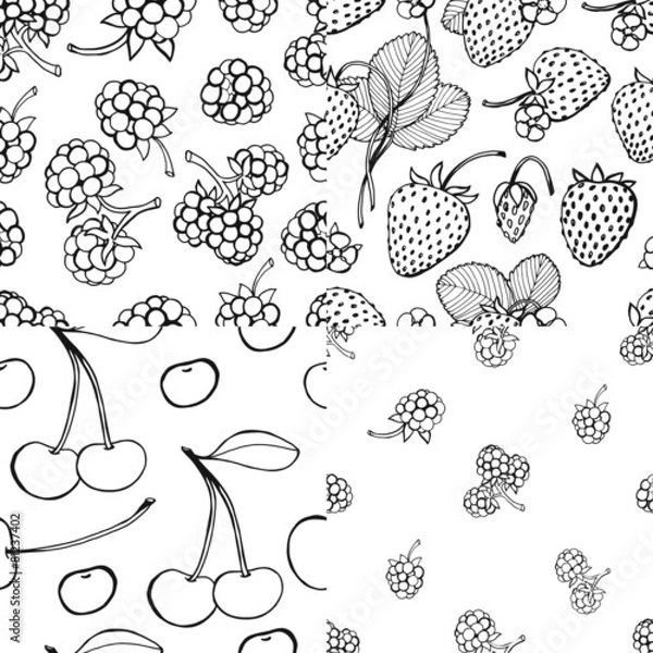 Fototapeta Seamless berry pattern set