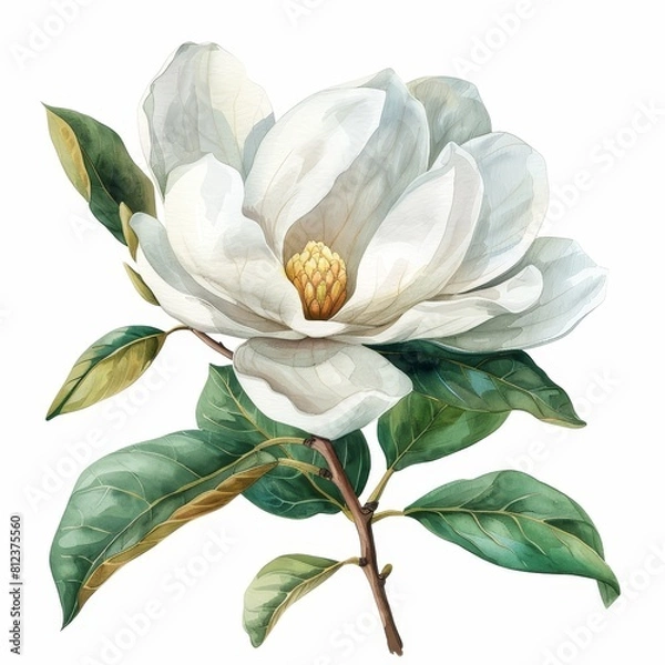 Obraz White magnolia flower isolated on white background.