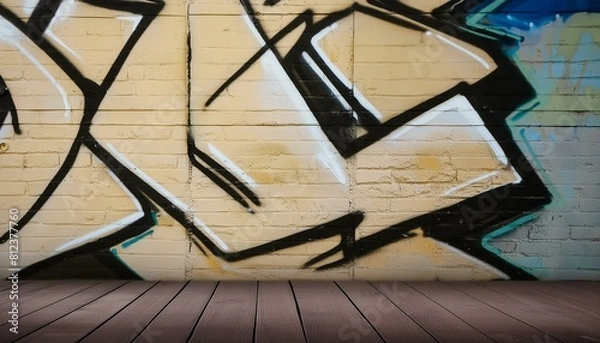 Fototapeta Artistic Decay: Graffiti Splashes Across Old Brick Background