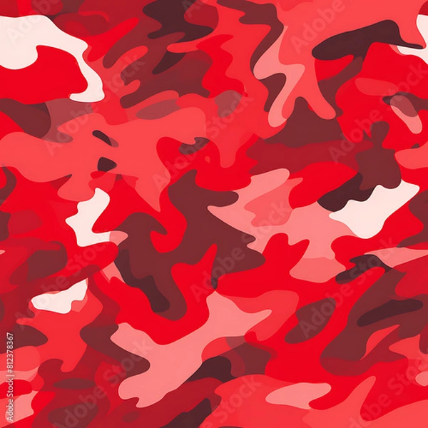Fototapeta Red camouflage, digital art seamless pattern, the design for apply a variety of graphic works