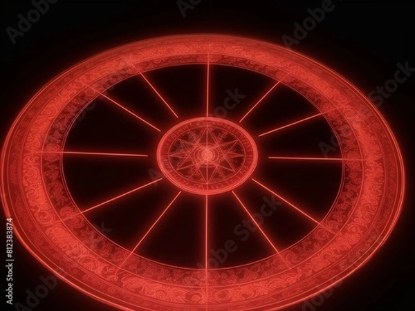 Fototapeta ネオンライトで描かれる魔法陣、generative ai