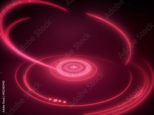 Fototapeta ネオンライトで描かれる魔法陣、generative ai