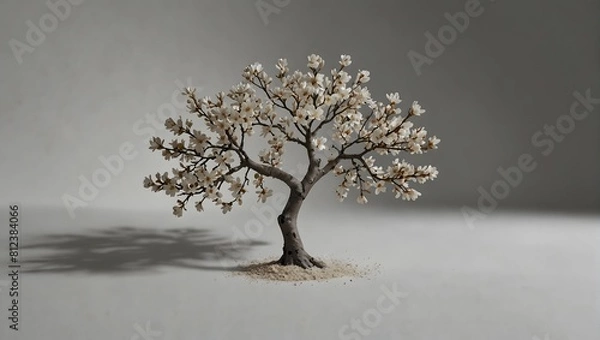 Fototapeta  In the purity of white, a solitary almond rests, its delicate curvature a subtle contrast against the blank expanse ai_generated