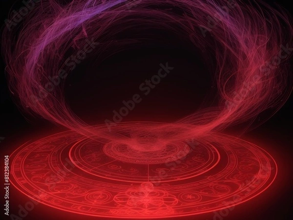 Fototapeta ネオンライトで描かれる魔法陣、generative ai