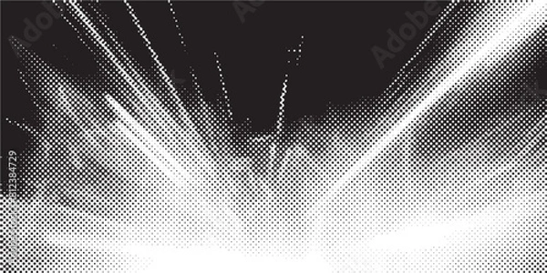 Obraz Halftone dots lightning explosion pop art comic background. Vector Illustration
