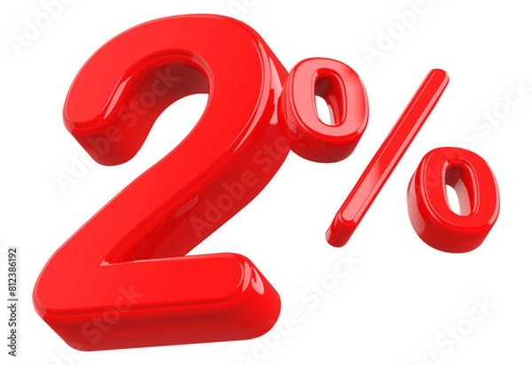 Fototapeta 2 percent red 3d render