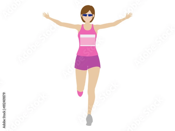 Fototapeta 女性ランナー 正面 ゴール