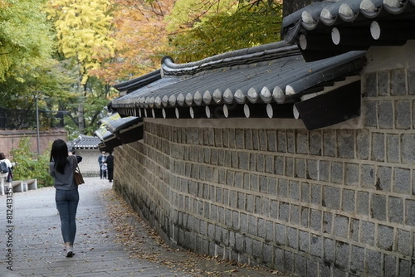 Obraz 덕수궁 돌담길의 가을 풍경입니다