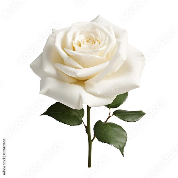 Obraz Single white rose isolated on transparent background