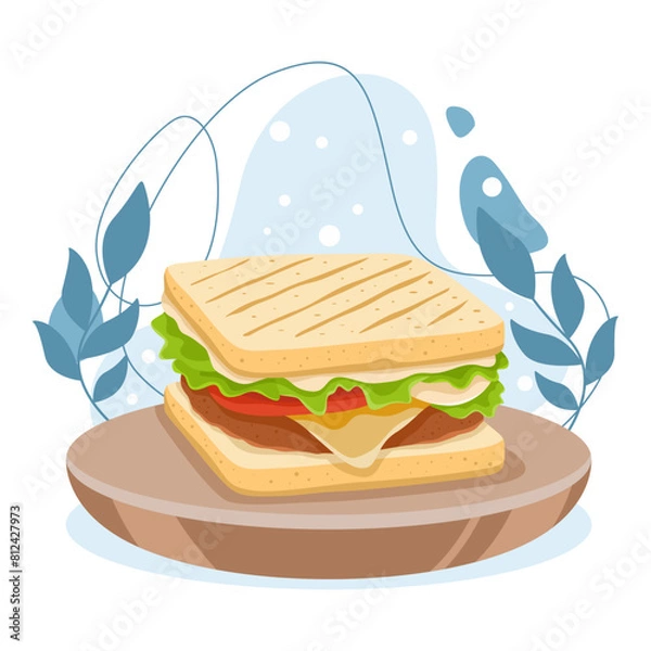 Fototapeta Sandwich element. Vector illustration with food theme. Editable vector element.